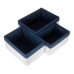 Red Hamper Set of 3 Paper Rope Storage Basket with Navy Blue Cotton Lining - thumbnail 2