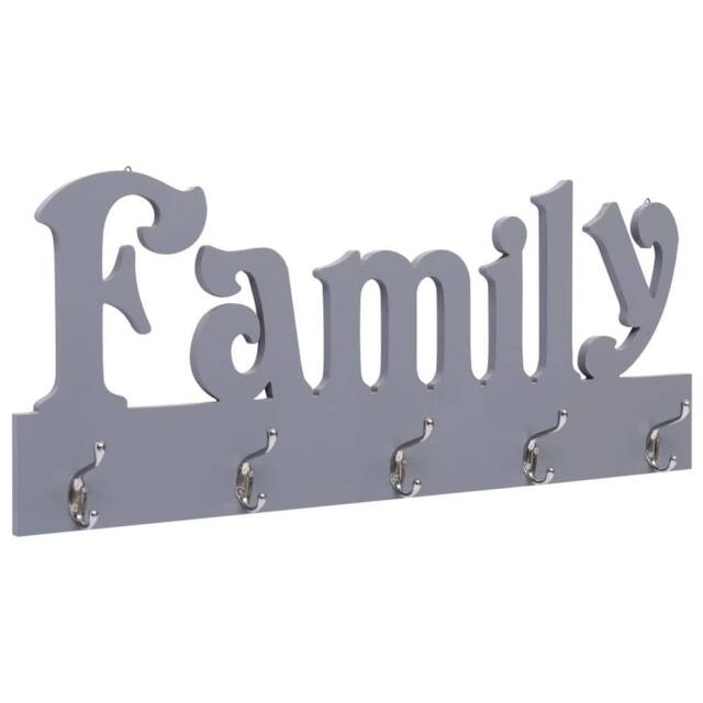 Berkfield Home Wall Mounted Coat Rack FAMILY Grey 74x29.5 cm - image 1