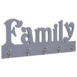 Berkfield Home Wall Mounted Coat Rack FAMILY Grey 74x29.5 cm - thumbnail 1