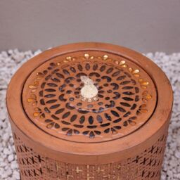 Primrose Geometric Cut Out Design Water Feature With LED Lights 32cm in Brown - thumbnail 2