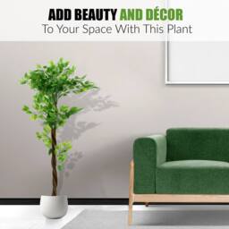 Havendro Artificial Ficus Tree Plant 150cm Large Ficus 5Ft Realistic Plants in Green - thumbnail 3