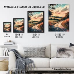 "Artery8 The Road Home Kansas Countryside Autumn Painting Framed Art Print - Size: W12"" x H16""" - thumbnail 3