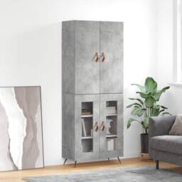 Berkfield Home Highboard Concrete Grey 69.5x34x180 cm Engineered Wood - thumbnail 2