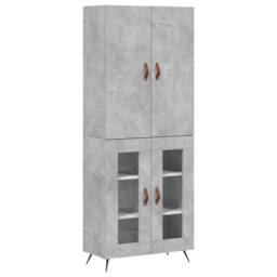 Berkfield Home Highboard Concrete Grey 69.5x34x180 cm Engineered Wood - thumbnail 4