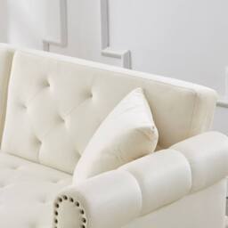 BTM Modern 2-Seater Sofa Bed, Velvet, 3 Adjustable Angles, Gold Metal Feet in White - Size: A - thumbnail 2