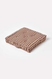 Homescapes Cotton Thin Stripe Floor Cushion in Beige - Size: 40 cm x 40 cm - thumbnail 1