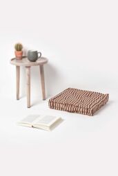 Homescapes Cotton Thin Stripe Floor Cushion in Beige - Size: 40 cm x 40 cm - thumbnail 2