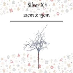 VFM e-Store Christmas Curly Twig Pick Decoration 21cm x 15cm Silver X 1 - Size: 21 cm x 15 cm - thumbnail 2