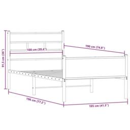 Berkfield Home Elegant Bed Frame without Mattress Smoked Oak 100x190 cm Engineer in Brown - thumbnail 9