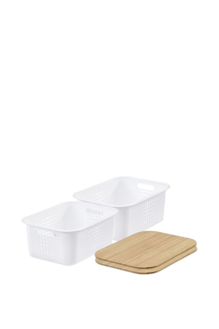 SmartStore d Basket 15' with bamboo lids x2 in White - image 1