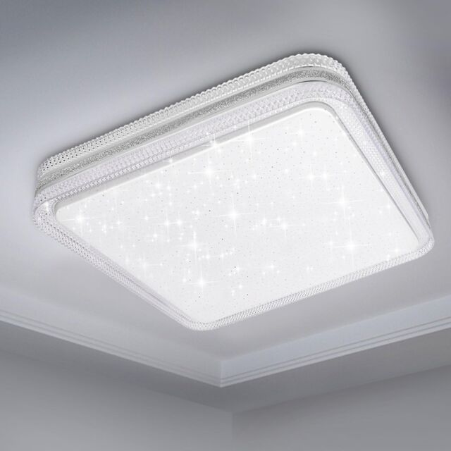 ExtraStar 18W Square LED Ceiling Light with Silver Glitter Edge, 6500K, 1900 lumen in White - image 1