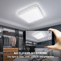 ExtraStar 18W Square LED Ceiling Light with Silver Glitter Edge, 6500K, 1900 lumen in White - thumbnail 3