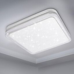 ExtraStar 18W Square LED Ceiling Light with Silver Glitter Edge, 6500K, 1900 lumen in White - thumbnail 1