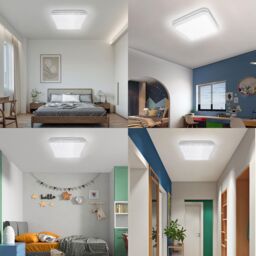 ExtraStar 18W Square LED Ceiling Light with Silver Glitter Edge, 6500K, 1900 lumen in White - thumbnail 4
