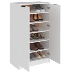 Berkfield Home Shoe Cabinet White 59x35x100 cm Engineered Wood - Size: 59 x 35 x 100 cm - thumbnail 4