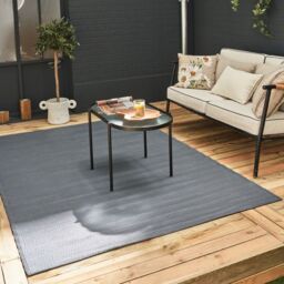THE RUGS Reversible Weatherproof Outdoor Anthracite Rug Solid Urban 1000 in Dark Grey - Size: 180 cm x 270 cm - thumbnail 1