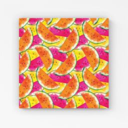"Warren Reed - Designer Watermelon Design Canvas in Orange - Size: W16"" x H16""" - thumbnail 1