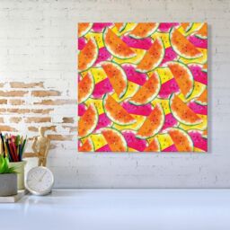 "Warren Reed - Designer Watermelon Design Canvas in Orange - Size: W16"" x H16""" - thumbnail 2