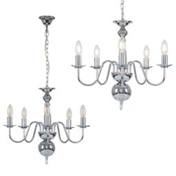 ValueLights Gothica 5 Way Silver Ceiling Light Chandelier