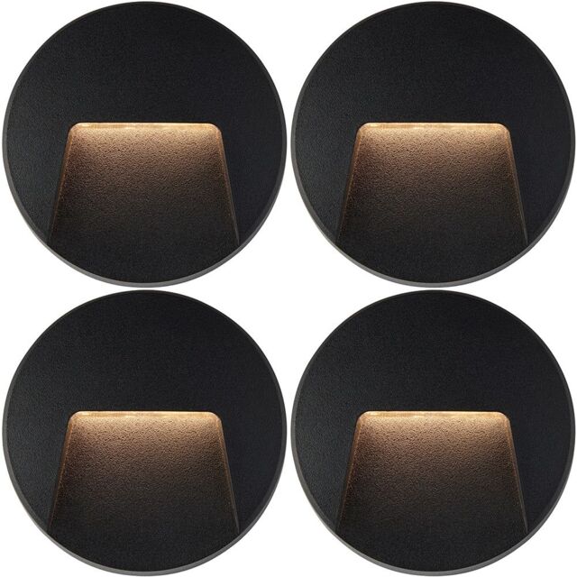 Loops 4 PACK Round Outdoor IP65 Pathway Guide Light - Indirect CCT LED - Black ABS - image 1