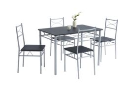 MCC Direct Dining table & 4 chairs Wooden Table Set with Metal Frame Silvia in Black - thumbnail 5