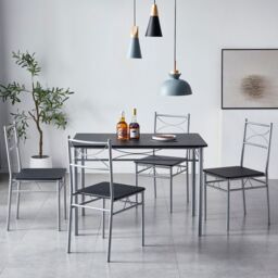 MCC Direct Dining table & 4 chairs Wooden Table Set with Metal Frame Silvia in Black - thumbnail 2