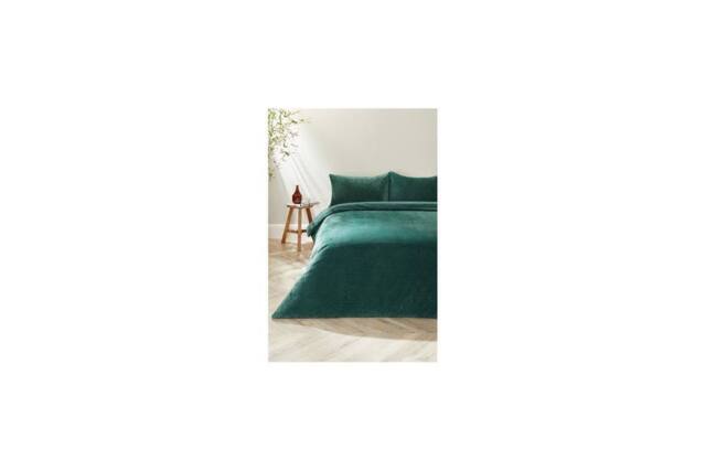 Dyzi Single Size Chevron Fleece Ultra Soft Duvet Cover Set Warm Bedding in Green - image 1