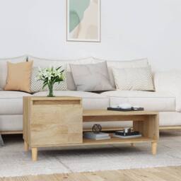 Berkfield Home Decorative Coffee Table Sonoma Oak 100x50x45 cm Engineered Wood in Light Brown - Size: 100 x 50 x 45 cm - thumbnail 2