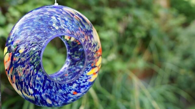 Sienna Glass Hanging Bird Feeder Blue - image 1