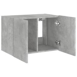 Berkfield Home TV Wall Cabinet with LED Lights Concrete Grey 60x35x41 cm - Size: 60 x 35 x 41 cm - thumbnail 7
