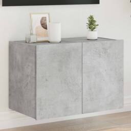 Berkfield Home TV Wall Cabinet with LED Lights Concrete Grey 60x35x41 cm - Size: 60 x 35 x 41 cm - thumbnail 2