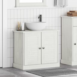"Berkfield Home Sink Cabinet ""VIGO"" with Doors, 67.5x34x59 cm, made from solid pine wood in White - Size: 67.5x34x59 cm" - thumbnail 1
