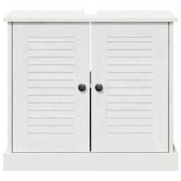 "Berkfield Home Sink Cabinet ""VIGO"" with Doors, 67.5x34x59 cm, made from solid pine wood in White - Size: 67.5x34x59 cm" - thumbnail 6