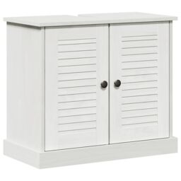 "Berkfield Home Sink Cabinet ""VIGO"" with Doors, 67.5x34x59 cm, made from solid pine wood in White - Size: 67.5x34x59 cm" - thumbnail 2