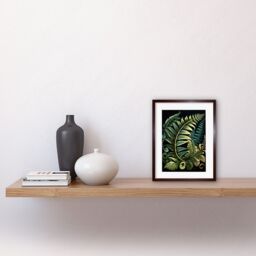 "Artery8 Wall Art Print Fern Fronds Ernst Haeckel Style Leaf Artwork Framed 9X7 Inch in Brown - Size: W7"" x H9""" - thumbnail 2