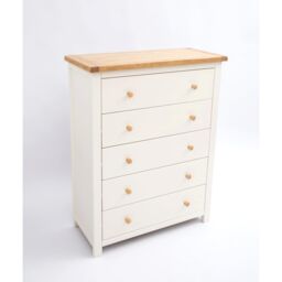 Cabinet Bits Maggiori 5 Drawer Chest of Drawers Wood Knob in Off-White - thumbnail 3