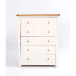Cabinet Bits Maggiori 5 Drawer Chest of Drawers Wood Knob in Off-White - thumbnail 1