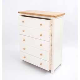 Cabinet Bits Maggiori 5 Drawer Chest of Drawers Wood Knob in Off-White - thumbnail 4