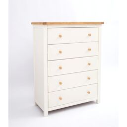 Cabinet Bits Maggiori 5 Drawer Chest of Drawers Wood Knob in Off-White - thumbnail 2