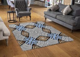 Benjamin Tate Design Abstract Geometric Roughly Hatched Shapes Rug in Natural - Size: Large - thumbnail 2