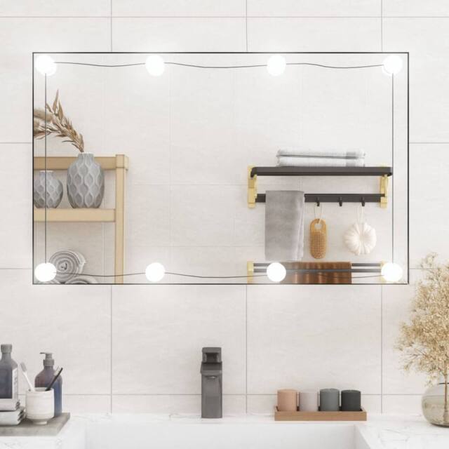 Berkfield Home Wall Mirror with LED Lights 50x80 cm Glass Rectangle in Silver - image 1