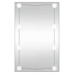 Berkfield Home Wall Mirror with LED Lights 50x80 cm Glass Rectangle in Silver - thumbnail 5
