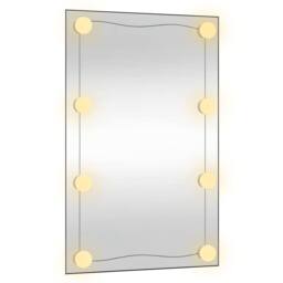 Berkfield Home Wall Mirror with LED Lights 50x80 cm Glass Rectangle in Silver - thumbnail 4