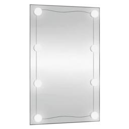 Berkfield Home Wall Mirror with LED Lights 50x80 cm Glass Rectangle in Silver - thumbnail 2