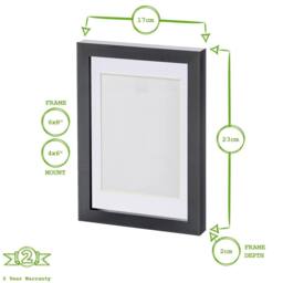 "Nicola Spring Photo Frame with 4"" x 6"" Mount - A5 (6"" x 8"") - White Mount in Black" - thumbnail 3