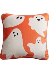Bedlam 'Spooky Ghosts' Ghost Print Halloween Velvet Filled Cushion in Grey - Size: 43 cm x 43 cm - thumbnail 2