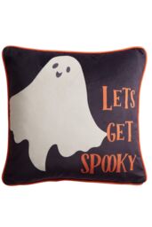 Bedlam 'Spooky Ghosts' Ghost Print Halloween Velvet Filled Cushion in Grey - Size: 43 cm x 43 cm