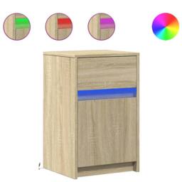 Berkfield Home Bedside Cabinets with LED Lights 2 pcs Sonoma Oak Engineered Wood in Light Oak - thumbnail 1