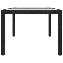 Berkfield Home Garden Table 150x90x75 cm Tempered Glass & Poly Rattan Black - Size: 150 x 90 x 75 cm - thumbnail 4