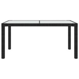 Berkfield Home Garden Table 150x90x75 cm Tempered Glass & Poly Rattan Black - Size: 150 x 90 x 75 cm - thumbnail 3